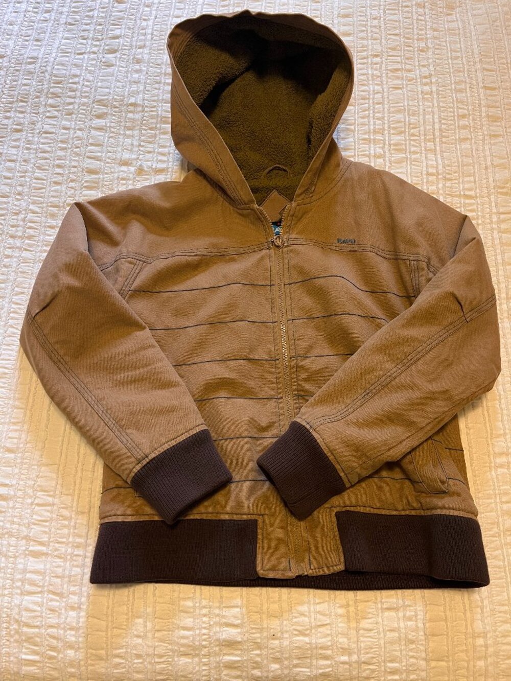 KAVU Sherpa-lined jacket, Medium, Brown and Olive